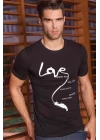 Berrak Erkek  Love Baskılı T Shirt 1037