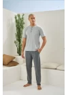 Erkek 2090 Erkek  Midi Yaka Pijama Takım
