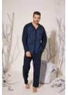 Erkek 8025 Erkek   V Yaka Boydan Düğmeli Pijama Takımı