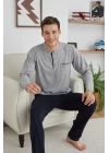 Erkek 9111 Battal  Erkek   Midi Yaka Pijama Takımı