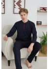 Erkek 9111 Battal  Erkek   Midi Yaka Pijama Takımı