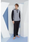 Erkek 9132 Battal  Erkek   Midi Yaka Pijama Takımı