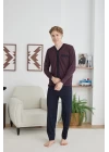 Erkek 9252 Erkek   V Yaka Boydan Düğmeli Pijama Takımı