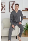 Erkek 9252 Erkek   V Yaka Boydan Düğmeli Pijama Takımı