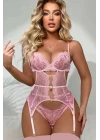 For Dreams 8465 Dantelli Kalp Aksesuar Detaylı Jartiyerli Büstiyer Çorap Takım