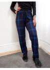 Freshness 801 Bayan Beli Lastikli Ekose Süet Tek Pijama Altı