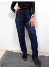 Freshness 801 Bayan Beli Lastikli Ekose Süet Tek Pijama Altı