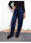 Freshness 801 Bayan Beli Lastikli Ekose Süet Tek Pijama Altı