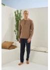 Kocabey 9220 Erkek Midi Yaka Uzun Kol Pijama Takım