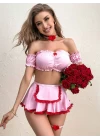 Pembe Etekli Fantazi Kadın Kostüm 3820
