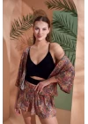 Pjs 27003 Viskon Kimono Croplu Şort Takım