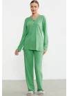 Sementa 76438 Yarım Düğmeli Cep Detaylı Pijama Takım