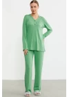 Sementa 76438 Yarım Düğmeli Cep Detaylı Pijama Takım