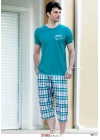 Yazlık Ekose Desenli Kapri Pijama Takımı  21592