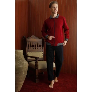 7424 Erkek  Battal Apaj Yaka Uzun Kol Eşofman Takım