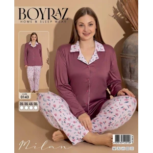 Boyraz 0143 Kadın Milan Battal Uzun Kol Pijama Takımı