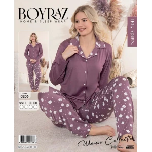 Boyraz 0206 Kadın Sandy Patlı Uzun Kol Pijama Takımı