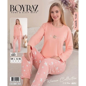 Boyraz 0281 Kadın Sandy Soft Uzun Kol Pijama Takımı