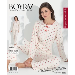 Boyraz 06024 Kadın Uzun Kol Kalpli Pijama Takımı