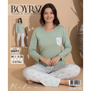 Boyraz 20693 Kadın Milan Uzun Kol Pijama Takımı