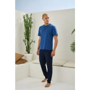 Erkek 2207 Erkek  Battal Midi Yaka Pijama Takım
