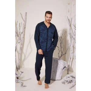 Erkek 8025 Erkek   V Yaka Boydan Düğmeli Pijama Takımı