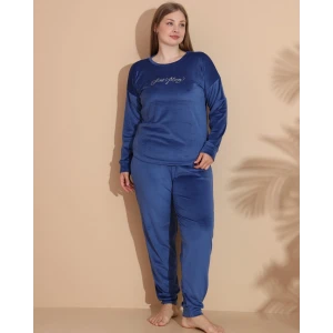 Estiva 25394 Uzun Kol Battal Kadife Pijama Takımı