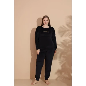 Estiva 25394 Uzun Kol Battal Kadife Pijama Takımı