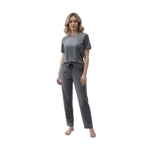 Kadife Bayan Tek Alt 9302 Fransız Kadife Açık Gri