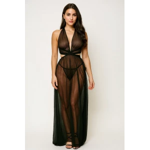 Kadın Uzun Transparan Tül Gecelik