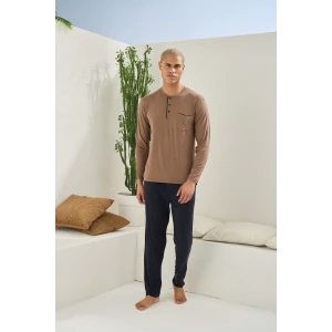 Kocabey 9220 Erkek Midi Yaka Uzun Kol Pijama Takım