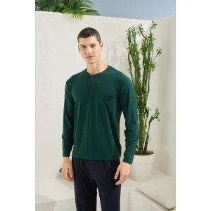 Kocabey 9220 Erkek Midi Yaka Uzun Kol Pijama Takım