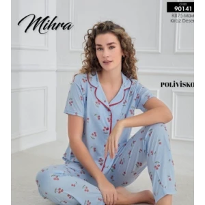 Mihra 90141 Kadın Boydan Düğmeli Pijama Takımı