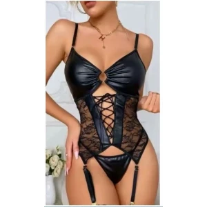 Nightlight 3764 Dantel Detay Deri Jartiyer Takım