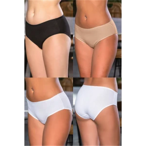 Pamuklu Yüksek Bel Slip Külot (karışık) Siyah-beyaz-ten (brf2966)