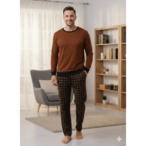 Pijalüx Tek Alt Ekose Kalın Poplin Kışlık Ev Pantalonu