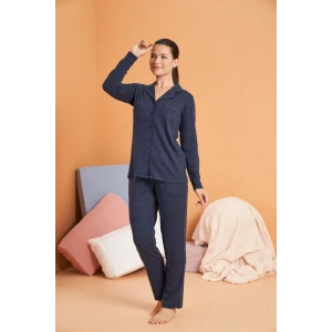 Pjs 28090 Kadın Gömlek Yaka Patlı Pijama Takımı