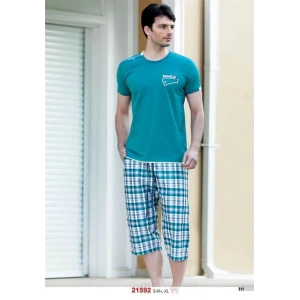 Yazlık Ekose Desenli Kapri Pijama Takımı  21592