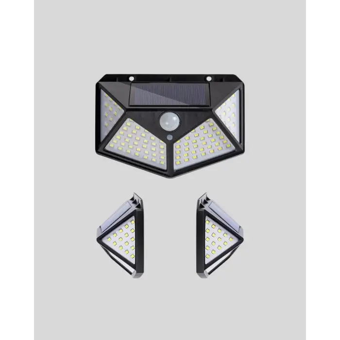 100 LED Solar Lamba Hareket Algılamalı Bahçe Duvar Dış Mekan Aydınlatma