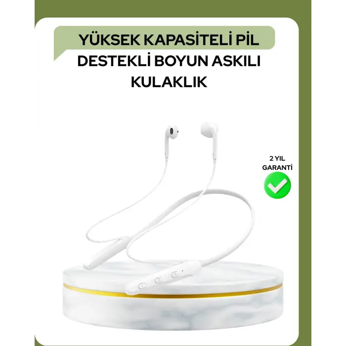 100 Saat Pil Ömrü Boyun Askılı Bluetooth Kablosuz Kulaklık