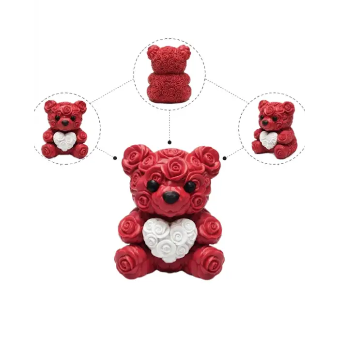 10cm 3D Özel Baskı Kalpli Ayıcık Romantik Hediye Objesi