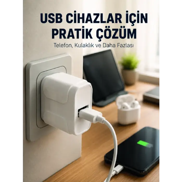 12W USB Şarj Adaptörü 5V 2.4A Hızlı ve Güvenli Şarj Başlığı