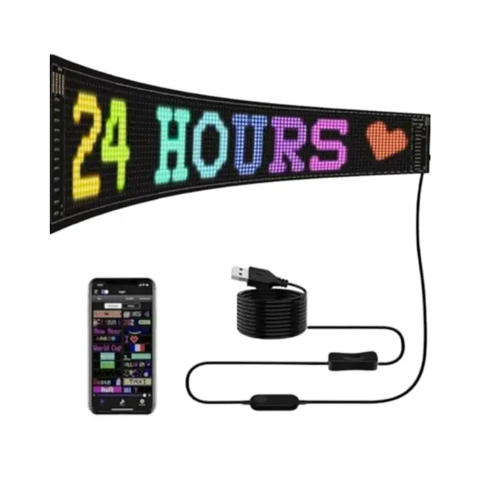 16x96 LED Yazı Paneli 60 cm Esnek RGB Işıklı Programlanabilir Ekran
