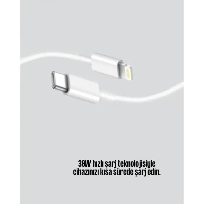 30W Type-C Lightning Hızlı Şarj Kablosu 1.2m iPhone Uyumlu