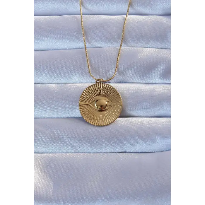 316L Altın Renk İşlemeli Göz Kolye