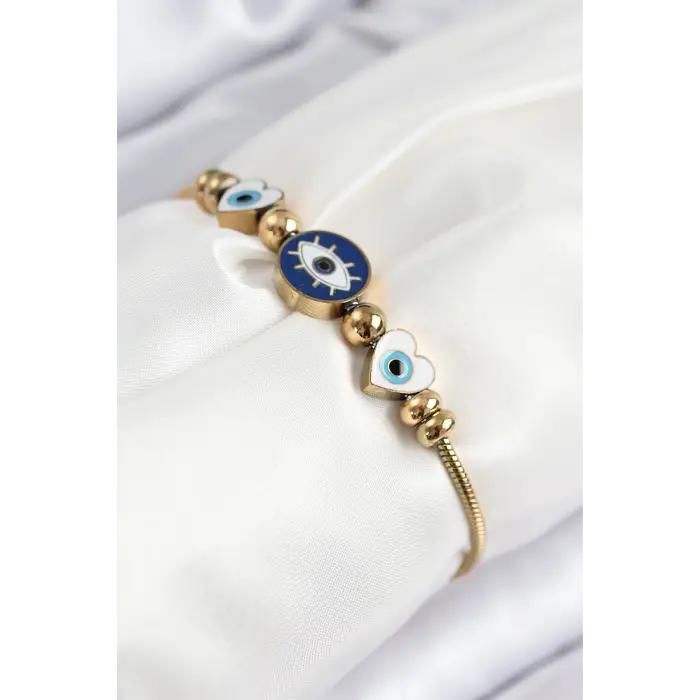 316L Çelik Göz Charm Model Gold Renk Kadın Bileklik