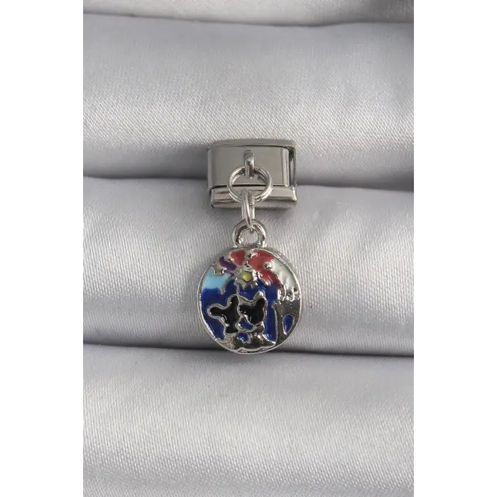 316L Çelik Gümüş Renk Sallantı Dünya Model Charm
