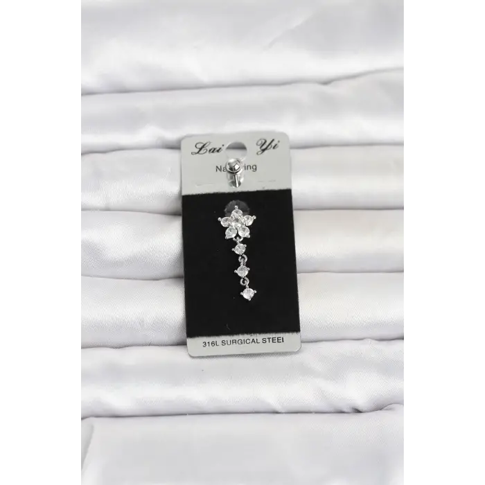 316L Cerrahi Çelik Sallantılı Çiçek Model Göbek Piercing