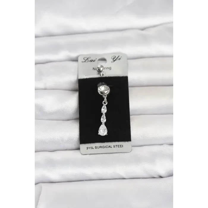 316L Cerrahi Çelik Sallantılı Damla Model Göbek Piercing
