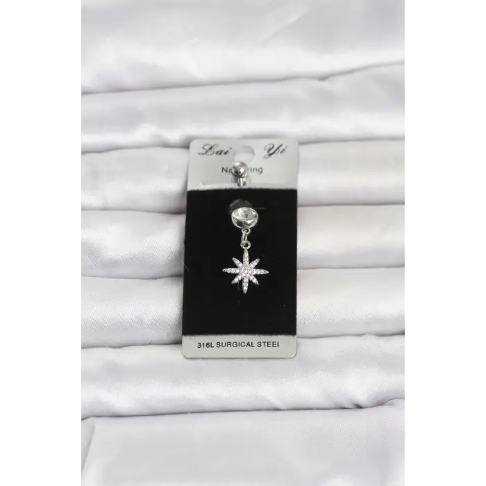 316L Cerrahi Çelik Sallantılı Kutup Yıldızı Model Göbek Piercing